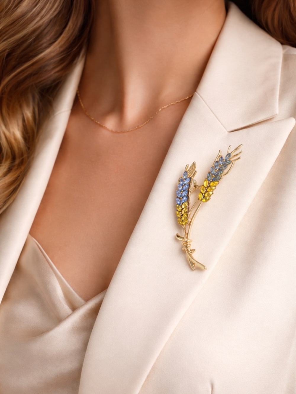 Classy Gold Wheat Effortless Chic Brooch